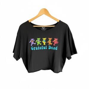 Women's Grateful Dead Bears Customized Cropped Black T-Shirt - XXL 2X